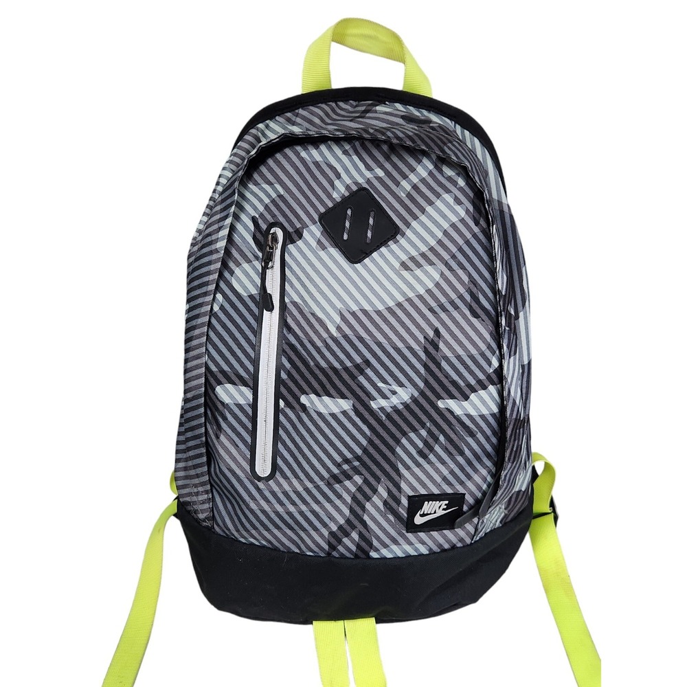 Nike Backpack Cheyenne Dark Grey Black Matte Silver Neon Yellow Trim Kids READ